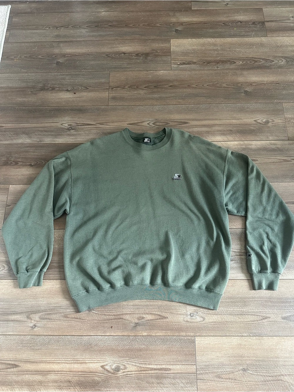 90s Vtg Starter Men's Faded Olive Green Crewneck Sweater L